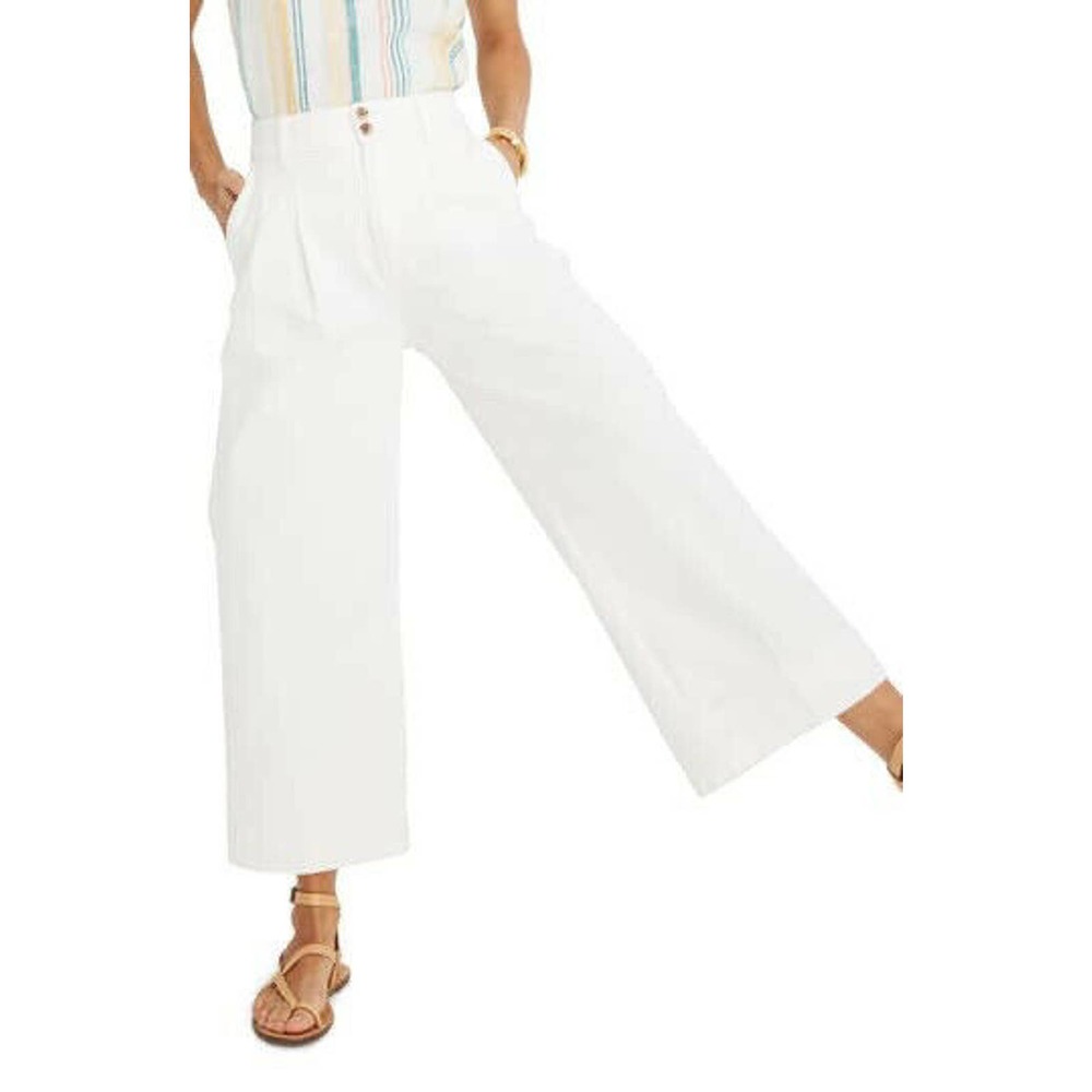 Madewell High Waist Crop Wide Leg Pants White NWT